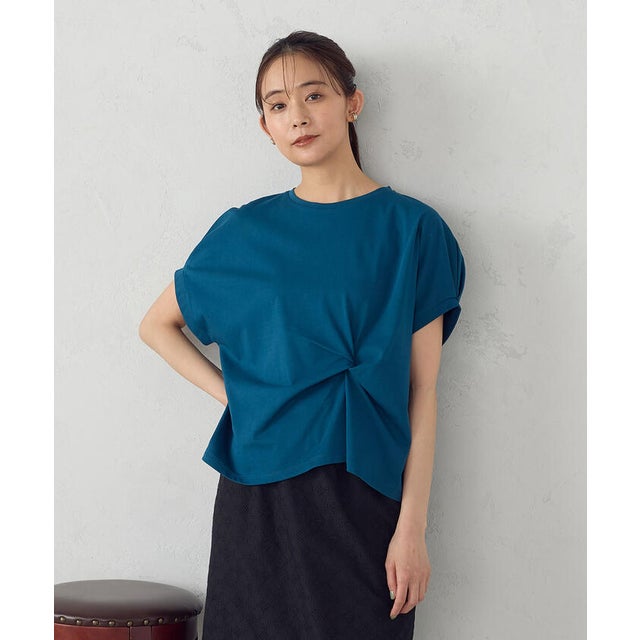 【接触冷感】ツイストタックTシャツ  （ブルー）