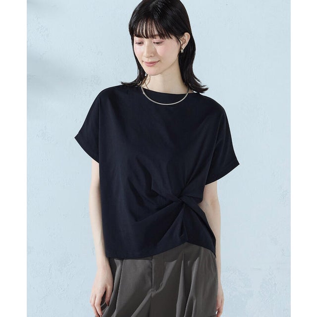 【接触冷感】ツイストタック Tシャツ  （ブラック）