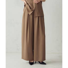 【セットアップ対応】シフォンジョーゼット ボックスタックイージーワイドパンツ （キャメル）