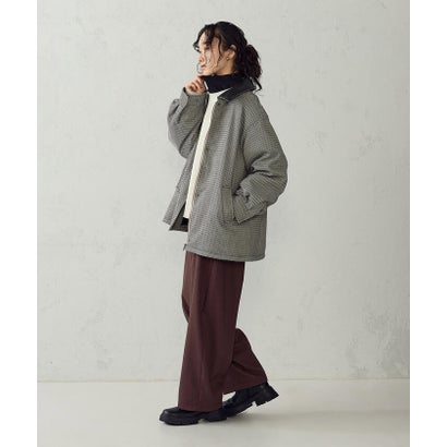【マルチファンクション】千鳥格子 中綿ステンカラーブルゾン （グレー系その他）｜詳細画像