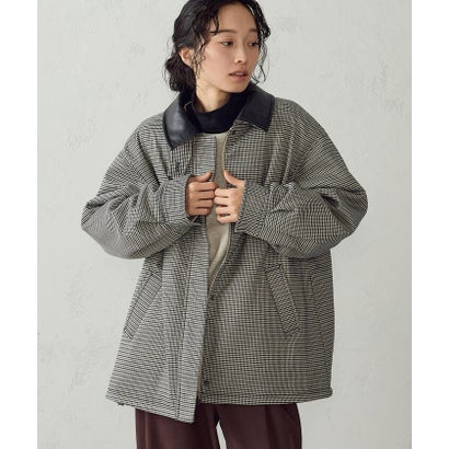 【マルチファンクション】千鳥格子 中綿ステンカラーブルゾン （グレー系その他）｜詳細画像