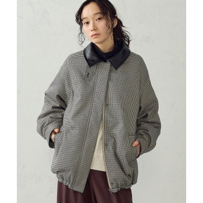 【マルチファンクション】千鳥格子 中綿ステンカラーブルゾン （グレー系その他）｜詳細画像