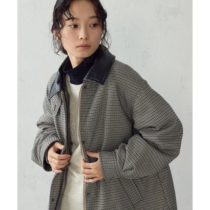 【マルチファンクション】千鳥格子 中綿ステンカラーブルゾン （グレー系その他）｜詳細画像