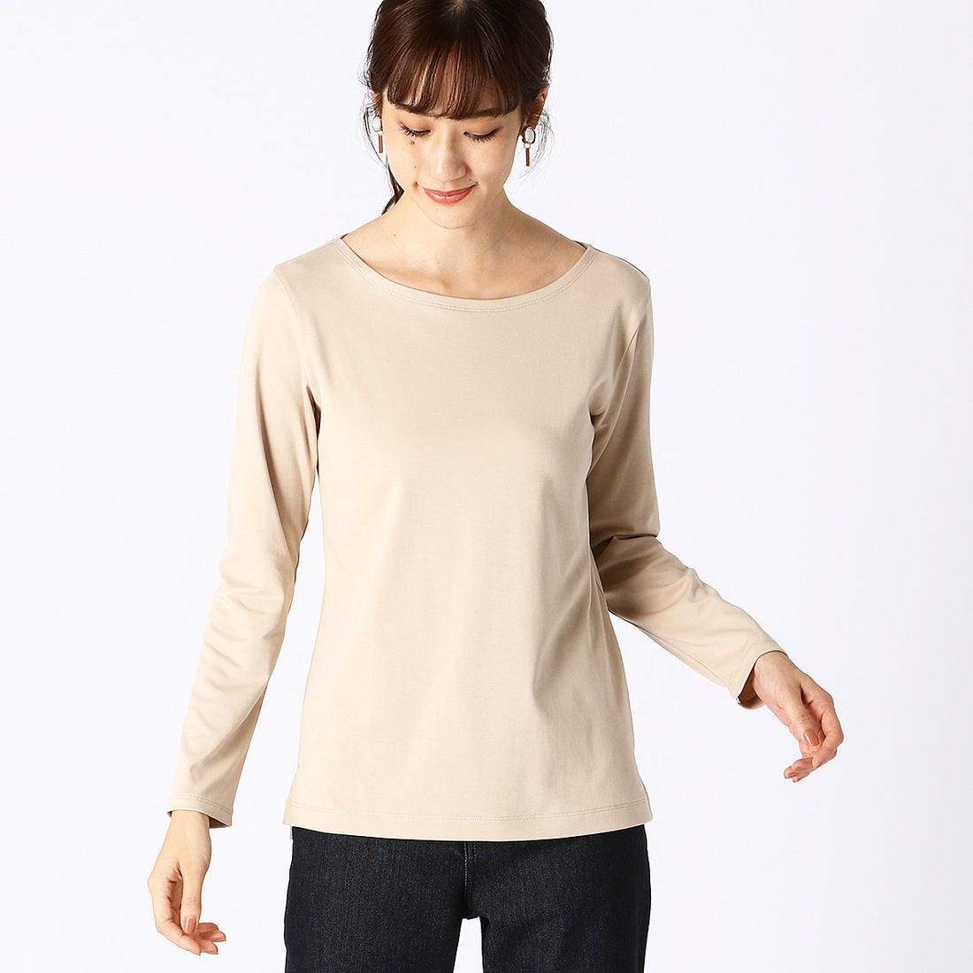 コムサイズム COMME CA ISM 《コットン》ストレッチ スムース ベーシック Tシャツ （ベージュ） -アウトレット通販 ロコレット ...