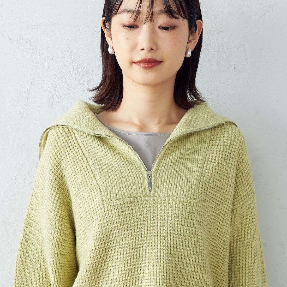 コムサイズム COMME CA ISM セーラーカラーニット （イエロ-グリ-ン 