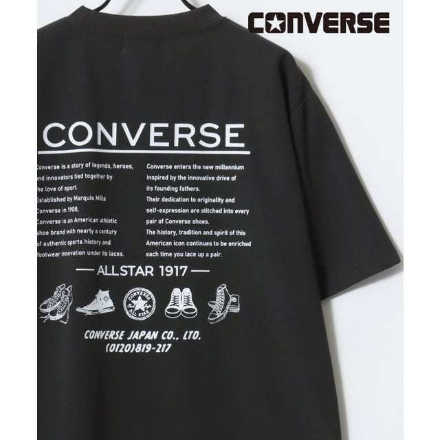 【CONVERSE/コンバース】接触冷感 UVカット 吸水速乾 耐塩素 アムンゼン ロゴ オールスター フロント/バックプリント 半袖Tシャツ メンズ レディース ユニセックス トップス カットソー 春夏 梨地 グラフィックT