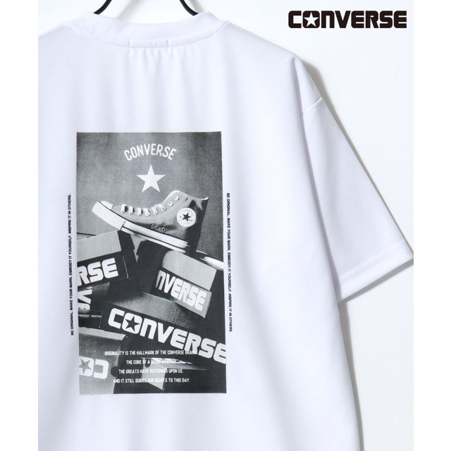 【CONVERSE/コンバース】接触冷感 UVカット 吸水速乾 耐塩素 アムンゼン ロゴ オールスター フロント/バックプリント 半袖Tシャツ メンズ レディース ユニセックス トップス カットソー 春夏 梨地 グラフィックT