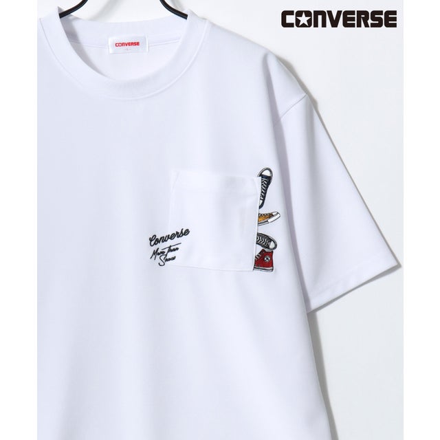 【CONVERSE/コンバース】接触冷感 UVカット 吸水速乾 耐塩素 アムンゼン ロゴ オールスター フロント/バックプリント 半袖Tシャツ メンズ レディース ユニセックス トップス カットソー 春夏 梨地 グラフィックT