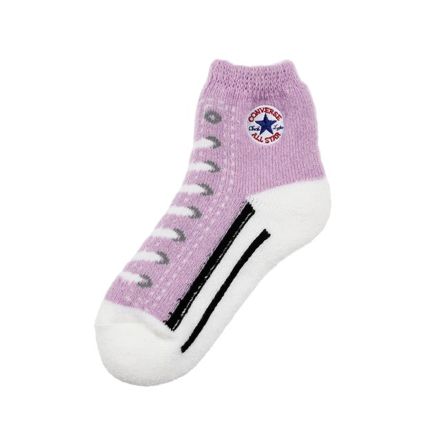 【CONVERSE(コンバース)】  靴下 room socksあったか 柄 ロゴ クルー丈 あったか(2226-332) （ラベンダー880）