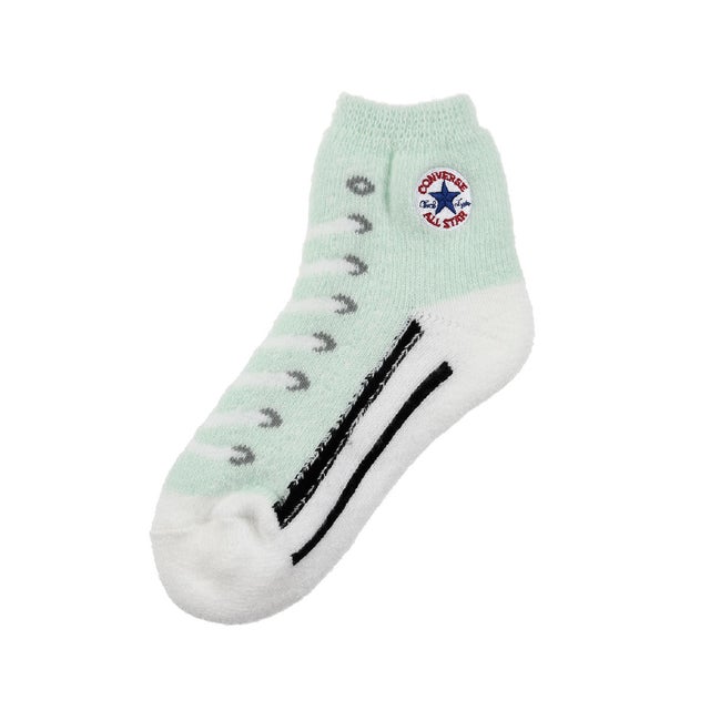 【CONVERSE(コンバース)】  靴下 room socksあったか 柄 ロゴ クルー丈 あったか(2226-332) （Lグリーン680）