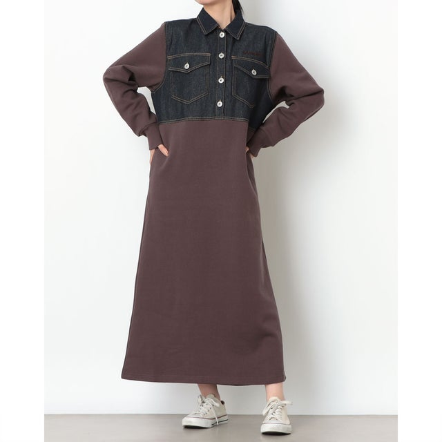 ワンピース AP デニムJK ハイブリッドOP L （BROWN）