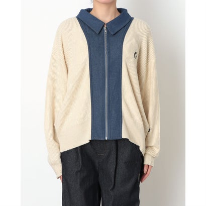 スウェットフルジップ AP デニムハイブリッドニット ジップJK L （WHITE）｜詳細画像