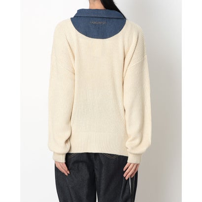 スウェットフルジップ AP デニムハイブリッドニット ジップJK L （WHITE）｜詳細画像