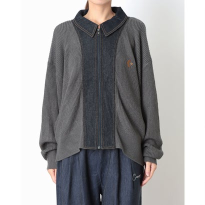 スウェットフルジップ AP デニムハイブリッドニット ジップJK L （GREY）｜詳細画像