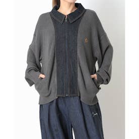 スウェットフルジップ AP デニムハイブリッドニット ジップJK L （GREY）