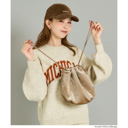 スタッズベロアショルダーバッグ （Beige）｜詳細画像