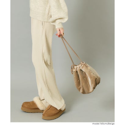 スタッズベロアショルダーバッグ （Beige）｜詳細画像