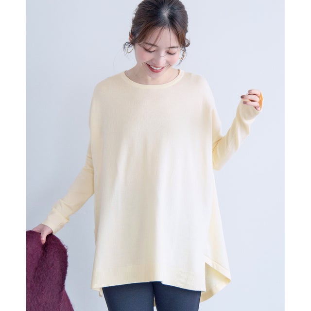 クルーネックニットチュニック （Ivory）