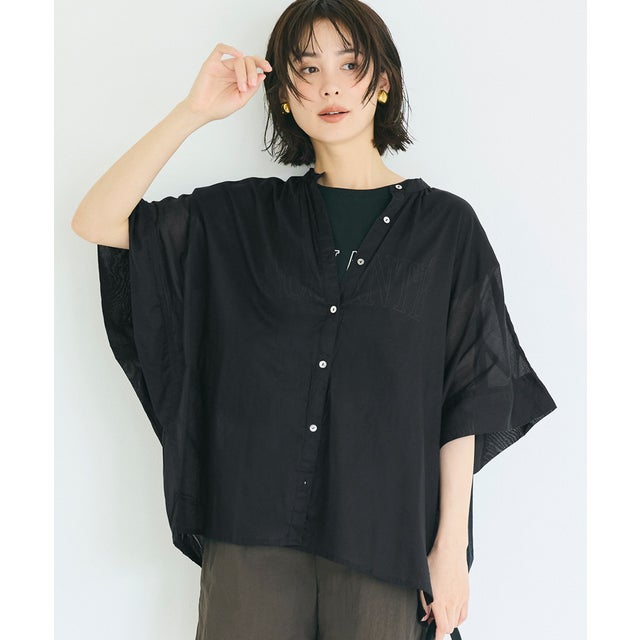 コットンボイルポンチョシャツ （Black）