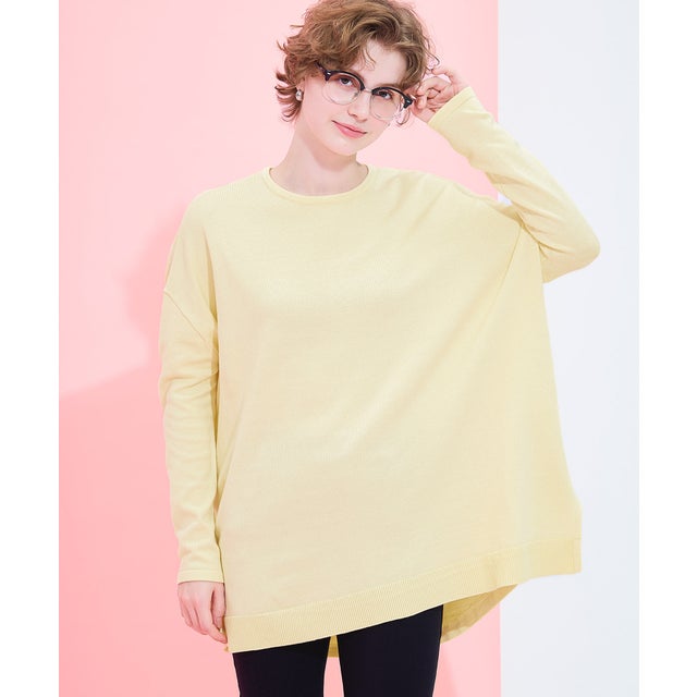 クルーネックニットチュニック （Yellow）