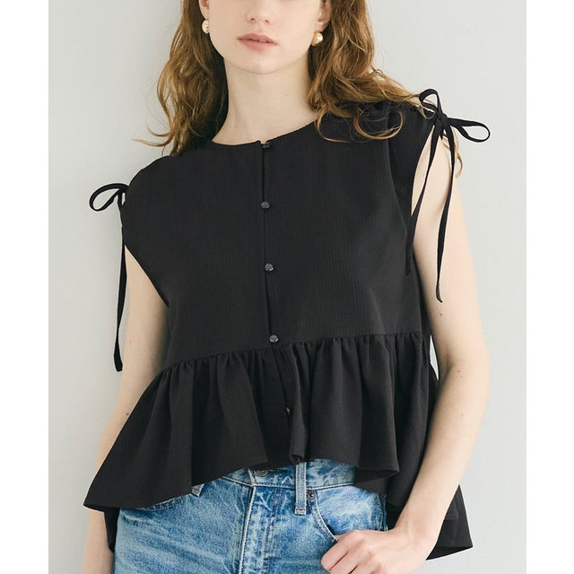 サッカーギャザーブラウス （Black）