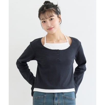 コカ coca ユース レイヤードトップス （Navy）｜詳細画像