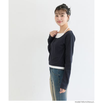コカ coca ユース レイヤードトップス （Navy）｜詳細画像