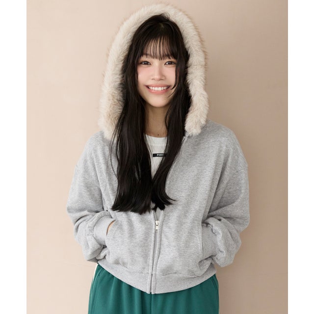 ユース ファーフードジップパーカー （Gray）