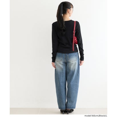 コカ coca ユース 裏起毛リブワンポイント刺繍トップス （Black）｜詳細画像