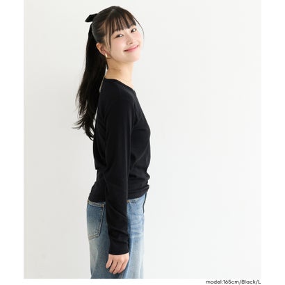 コカ coca ユース 裏起毛リブワンポイント刺繍トップス （Gray）｜詳細画像