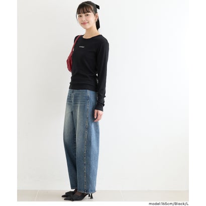 コカ coca ユース 裏起毛リブワンポイント刺繍トップス （Gray）｜詳細画像