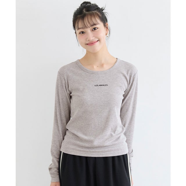 ユース 裏起毛リブワンポイント刺繍トップス （Gray）
