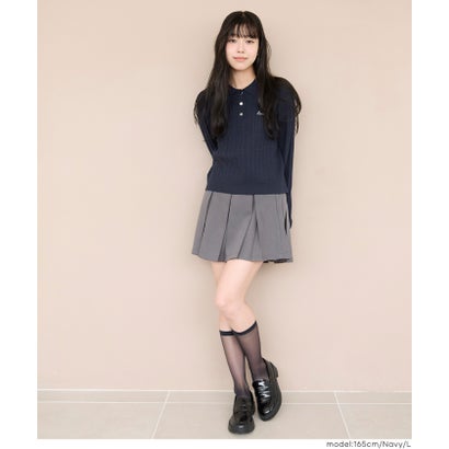 コカ coca ユース ケーブルポロカラーニットトップス （Gray）｜詳細画像