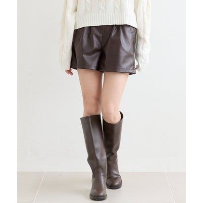 ユース フェイクレザーショートパンツ （Brown）｜詳細画像