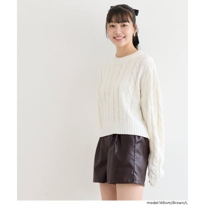 ユース フェイクレザーショートパンツ （Brown）｜詳細画像