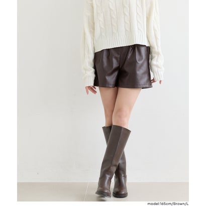 ユース フェイクレザーショートパンツ （Brown）｜詳細画像