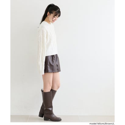 ユース フェイクレザーショートパンツ （Brown）｜詳細画像