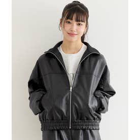 ユース フェイクレザースタンドカラージャケット （Black）