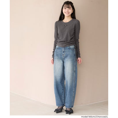 ユース 裏起毛リブサイドシャーリングトップス （White）｜詳細画像