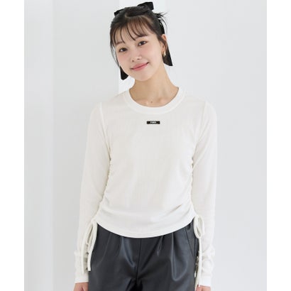 ユース 裏起毛リブサイドシャーリングトップス （White）｜詳細画像