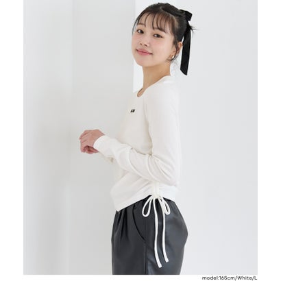 ユース 裏起毛リブサイドシャーリングトップス （White）｜詳細画像