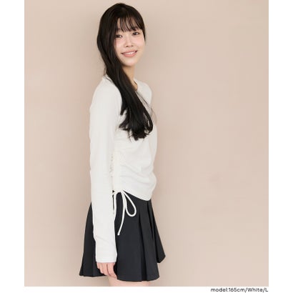 ユース 裏起毛リブサイドシャーリングトップス （White）｜詳細画像