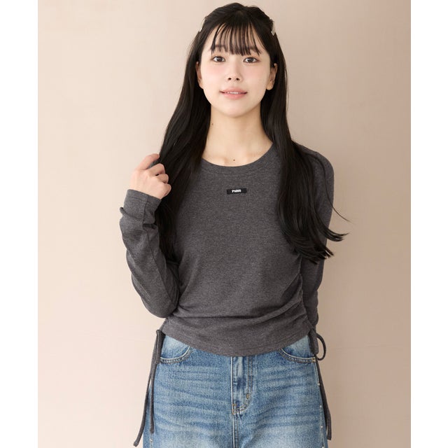 ユース 裏起毛リブサイドシャーリングトップス （Charcoal）