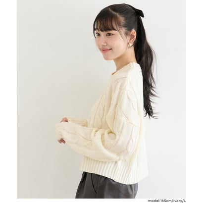 ユース クロップドニットトップス （Ivory）｜詳細画像