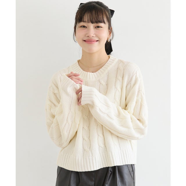 ユース クロップドニットトップス （Ivory）