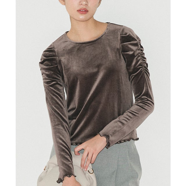 ベロアシャーリングトップス （Brown）
