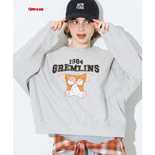【グレムリン別注】COTTON from the U.S裏毛プリントスウェットトップス （Gray）
