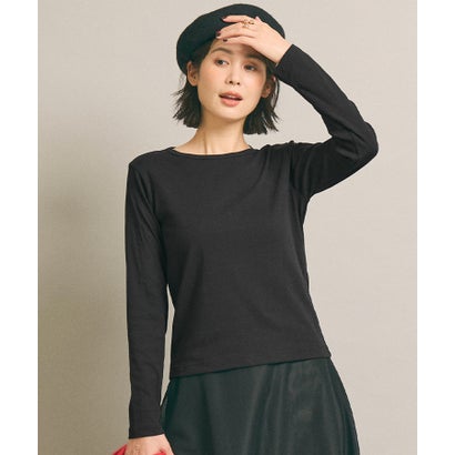 リブクルーネックベーシックロンT （Black）｜詳細画像