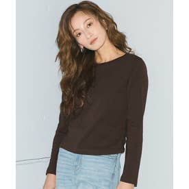 リブクルーネックベーシックロンT （Brown）