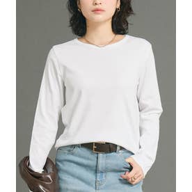 リブクルーネックベーシックロンT （White）